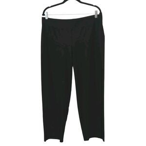 Eileen Fisher Womens Straight Leg Pants Size PL  Black Pull On Stretch Mid Rise